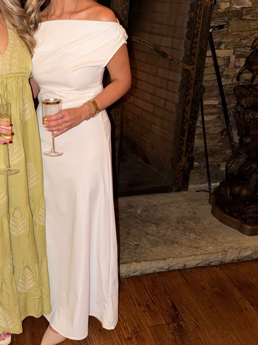 Elegant Off Shoulder White Evening Gown